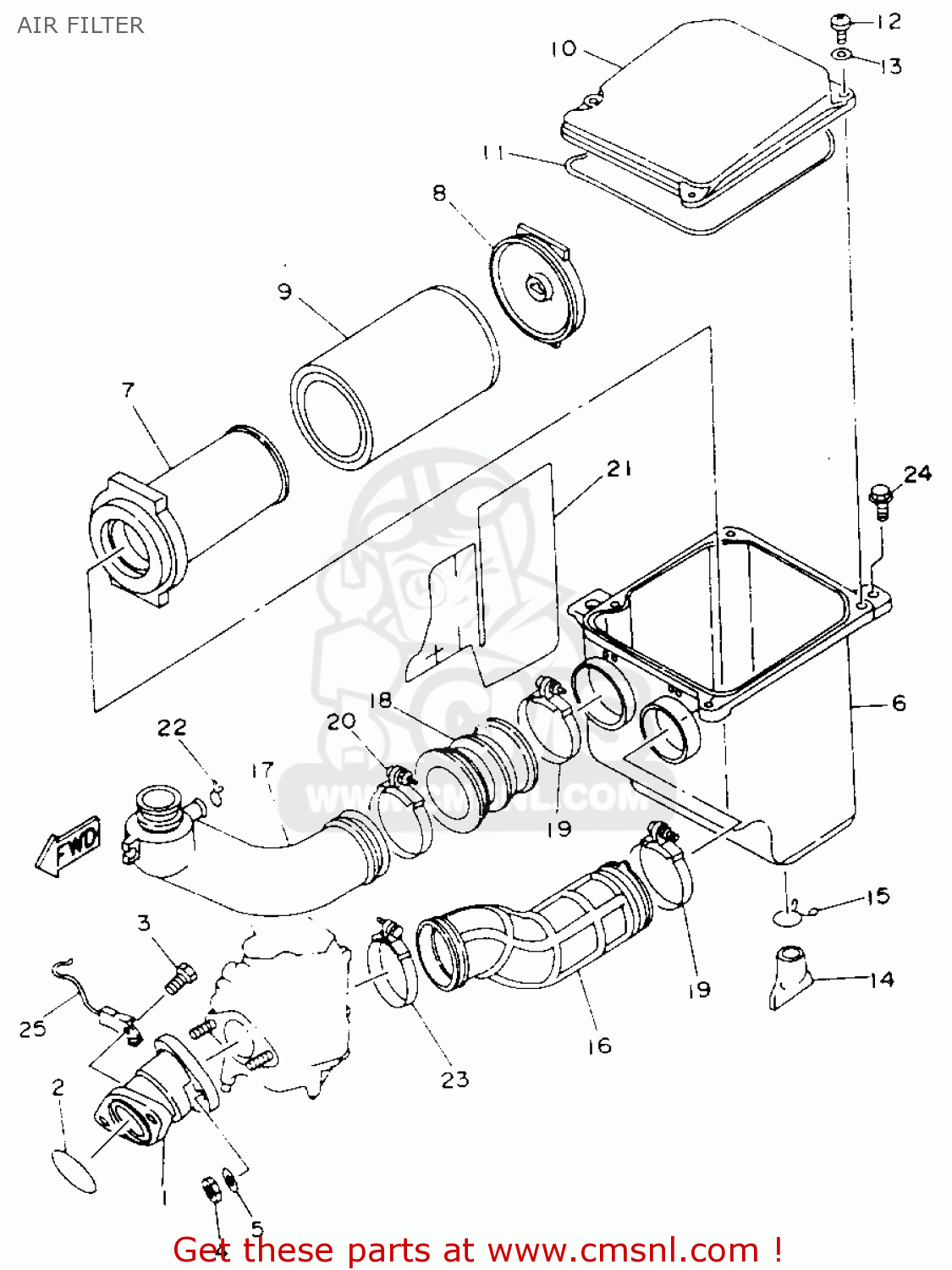 Yamaha YFM400FWE KODIAK 1993 AIR FILTER buy original AIR FILTER