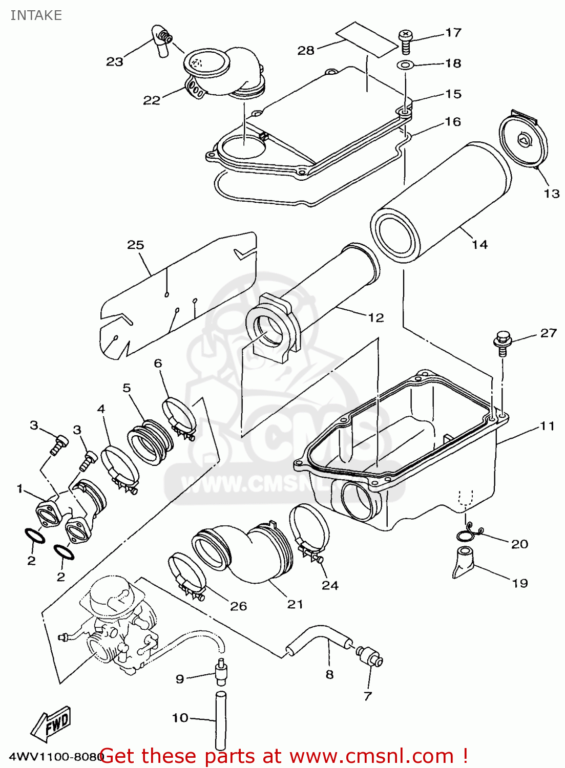 Yamaha YFM600FWAK 1998 4WV1 USA INTAKE - Buy Original INTAKE Spares Online