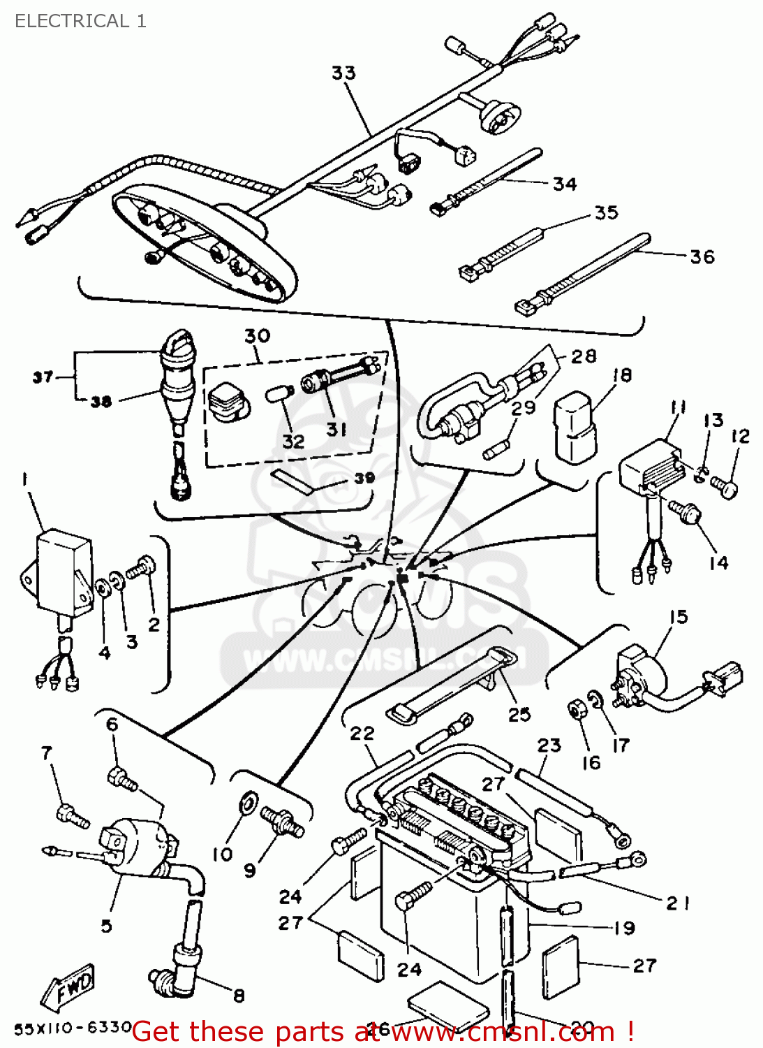 Yamaha YFM80S MOTO-4 1986 ELECTRICAL 1 - buy original ... yamaha yfm 250 wiring diagram 