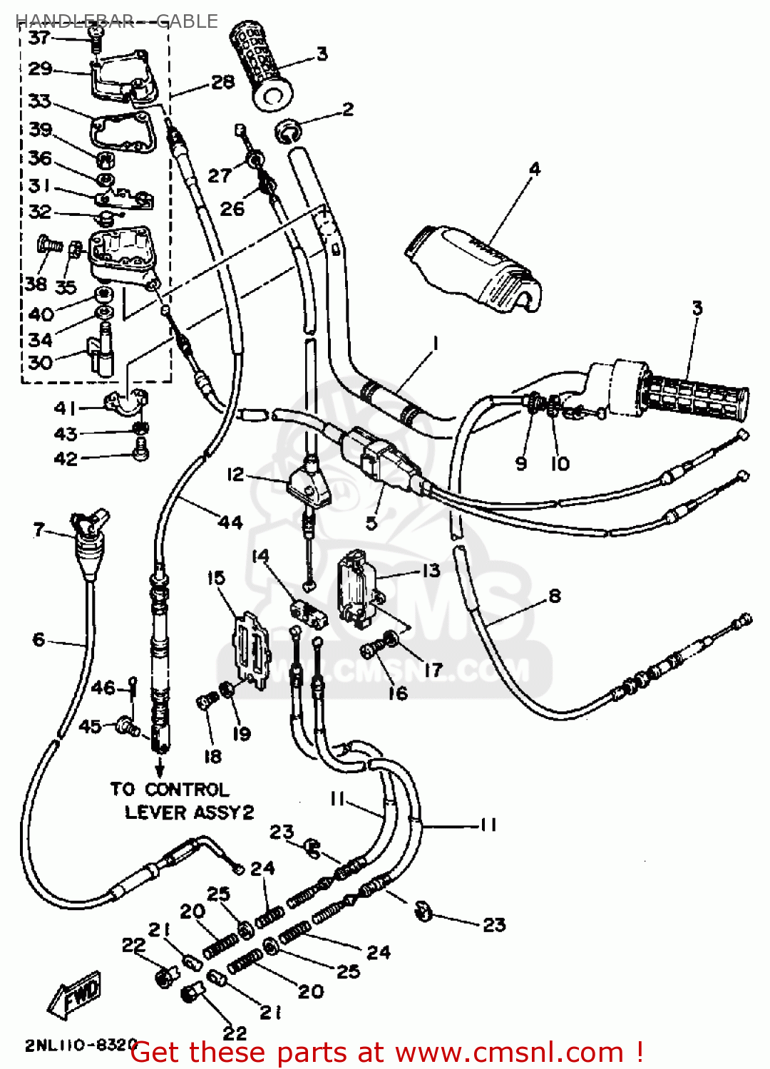 Yamaha YFP350U 1988 TERRAPRO HANDLEBAR CABLE buy original HANDLEBAR
