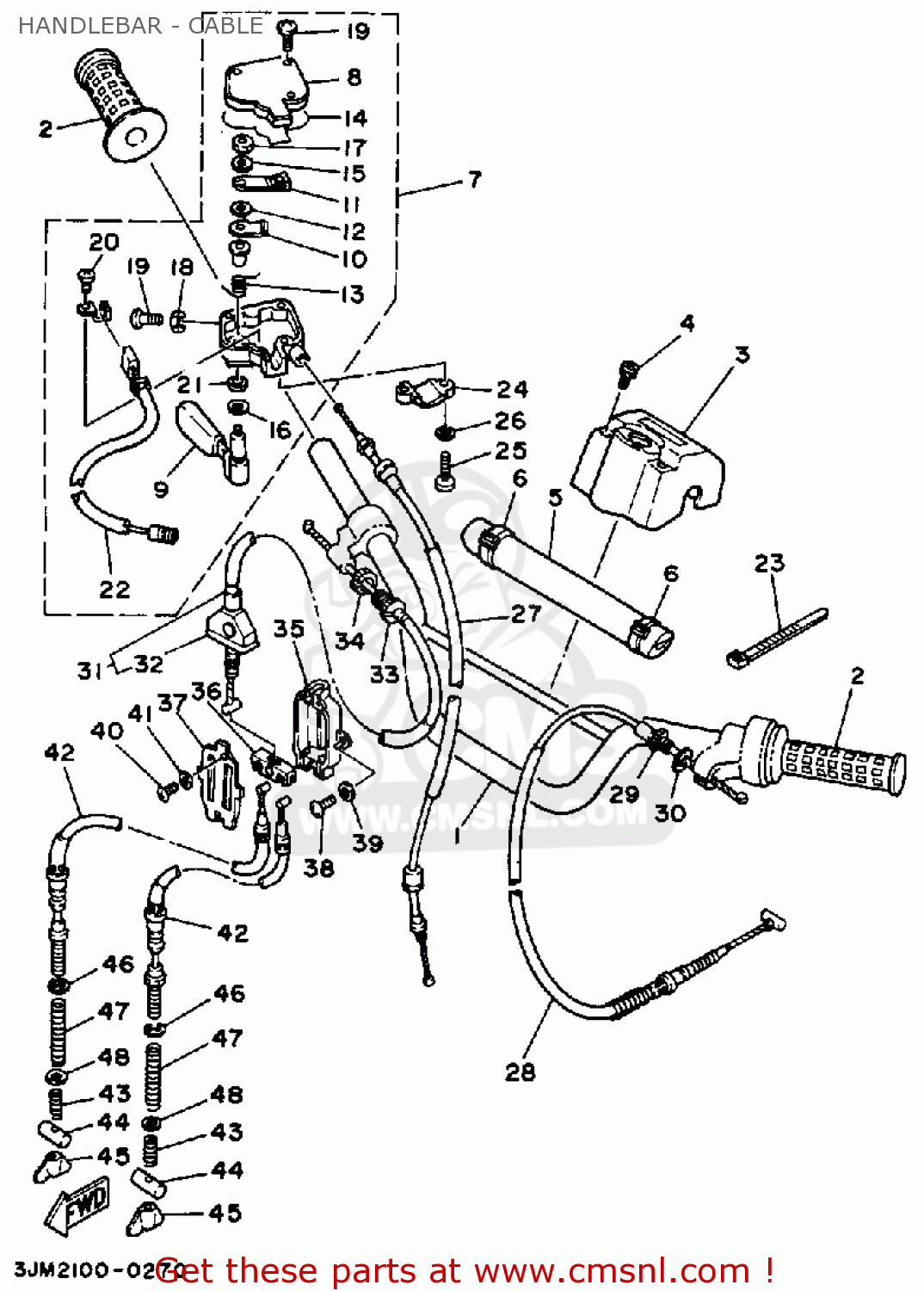 Yamaha YFS200A BLASTER 1990 HANDLEBAR - CABLE - buy original HANDLEBAR ...