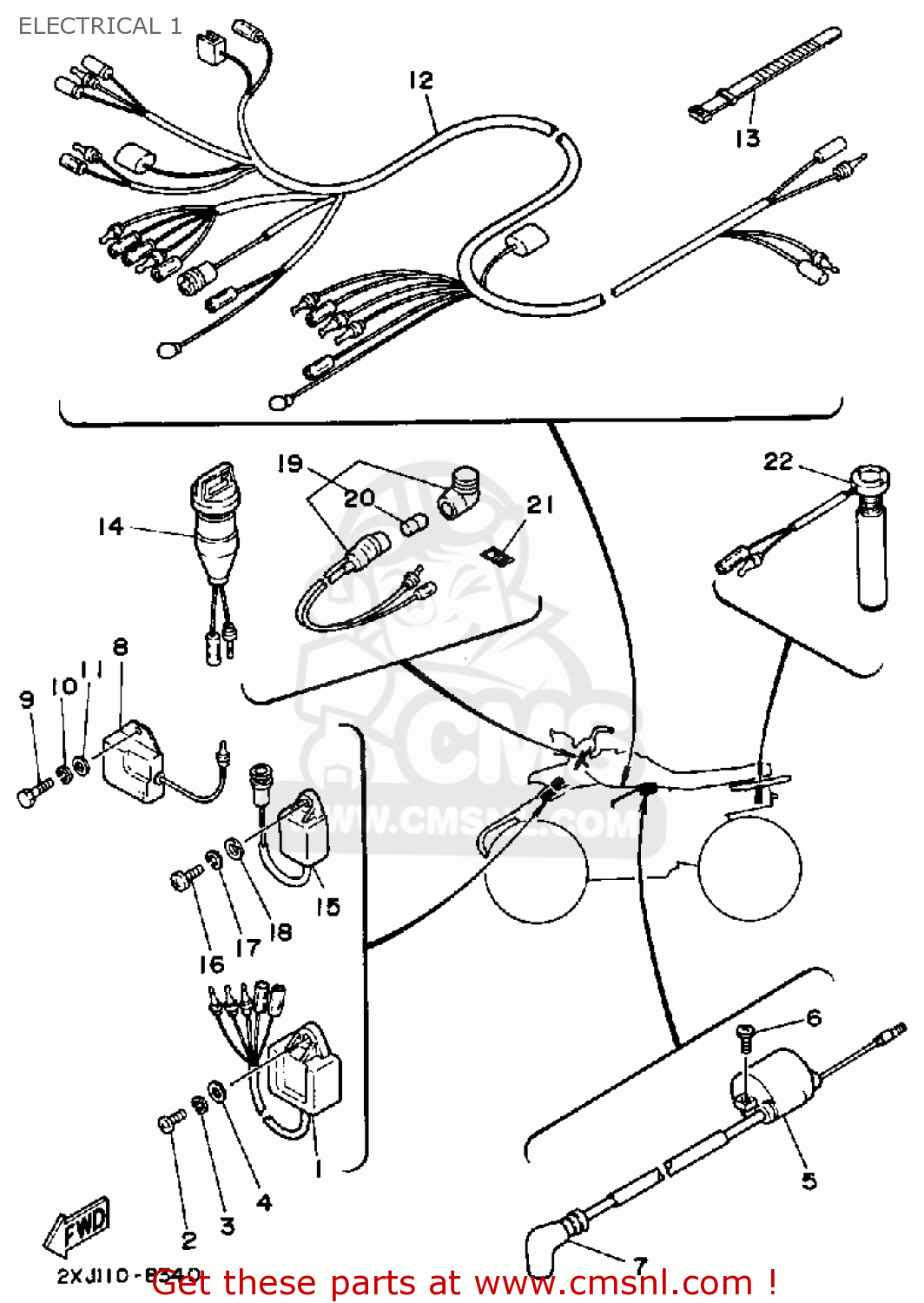 Yamaha Yfs200b Blaster 1992 Electrical 1 - schematic ... 1989 yamaha blaster wiring diagram 