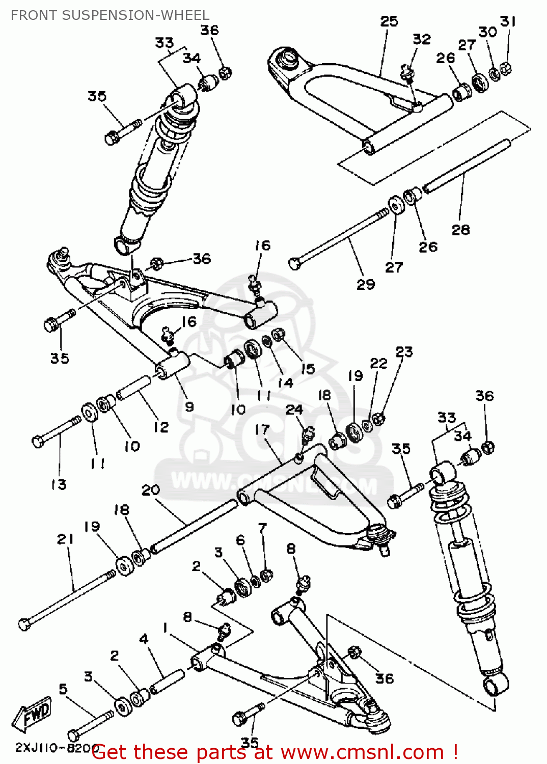 Yamaha YFS200B BLASTER 1992 FRONT SUSPENSION-WHEEL - buy original FRONT ...