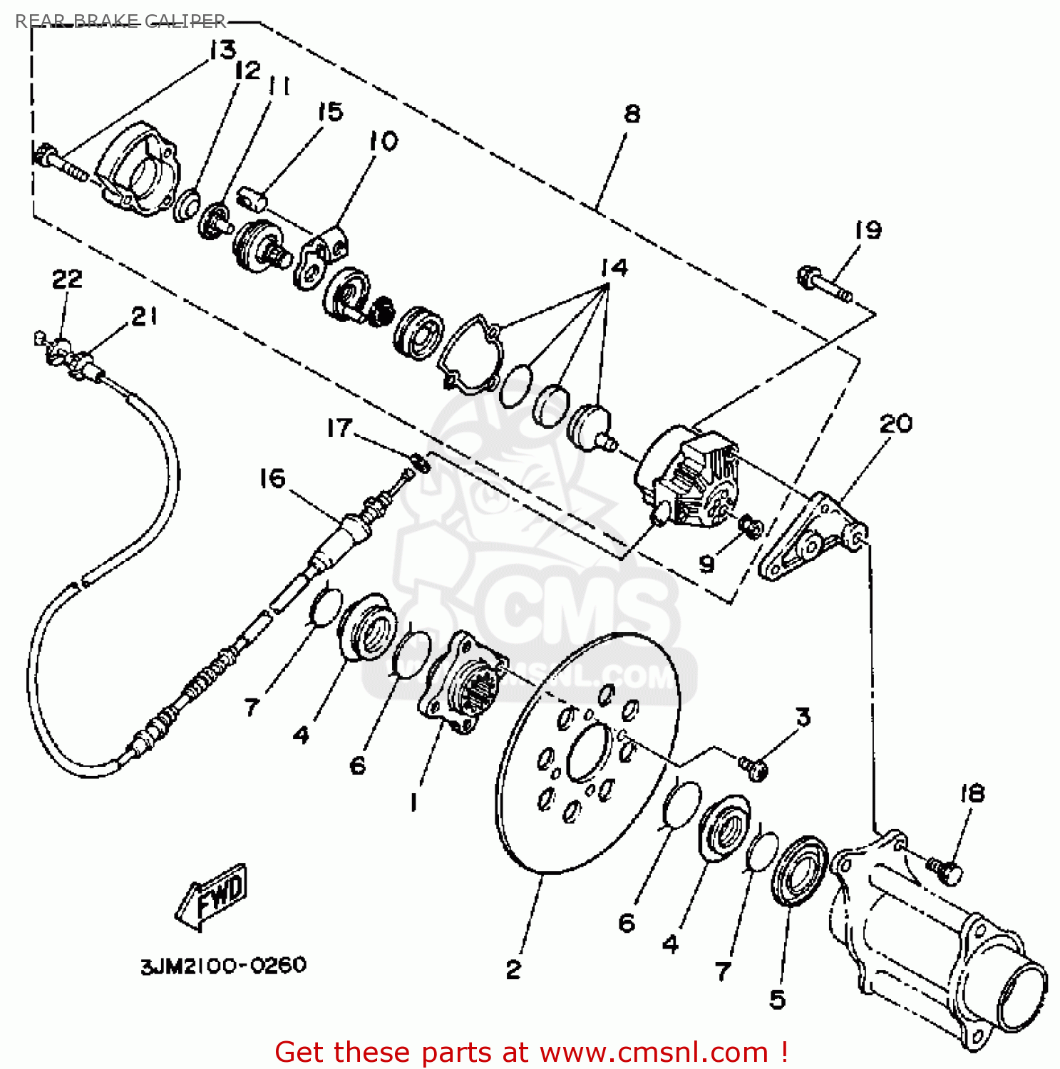 Yamaha YFS200B BLASTER 1992 REAR BRAKE CALIPER buy original REAR