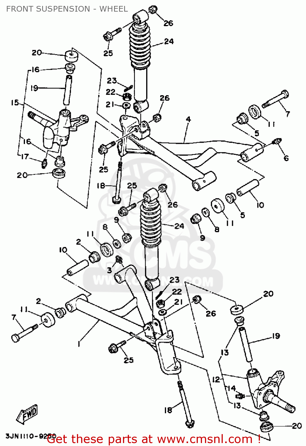 Yamaha YFU1TW 1989 PRO HAULER FRONT SUSPENSION - WHEEL - buy original ...