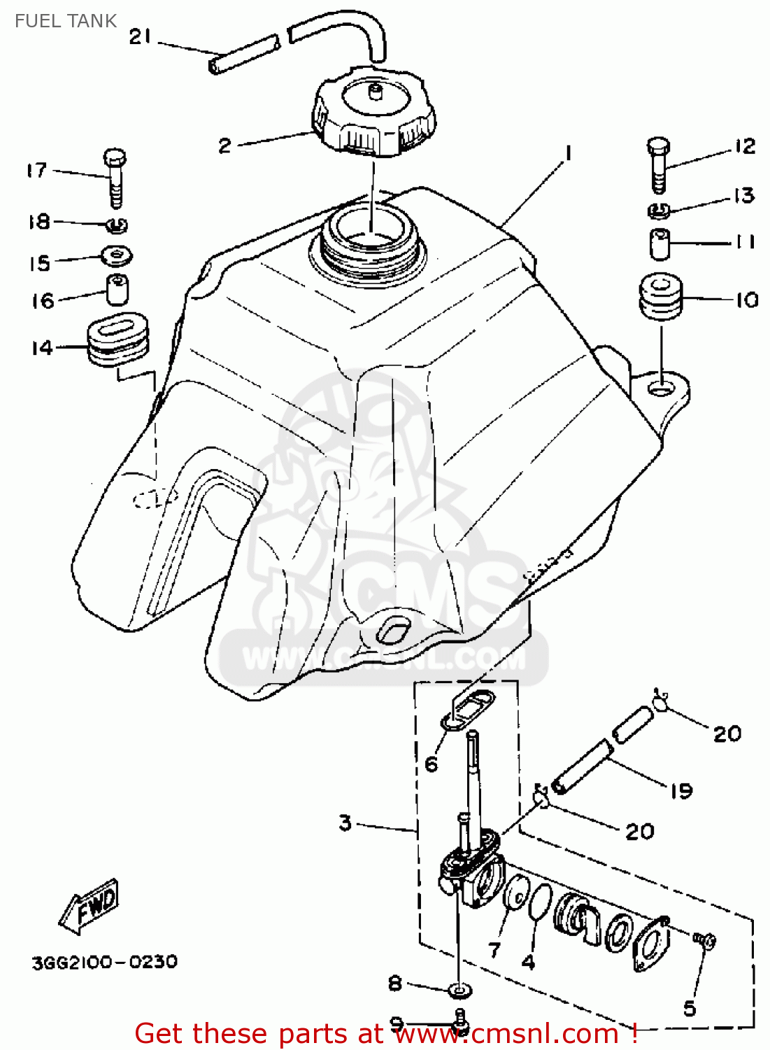 Yamaha YFZ350A BANSHEE 1990 FUEL TANK buy original FUEL TANK spares