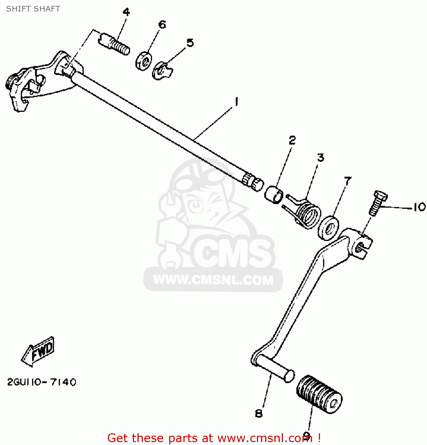 Yamaha YFZ350A BANSHEE 1990 SHIFT SHAFT buy original SHIFT SHAFT