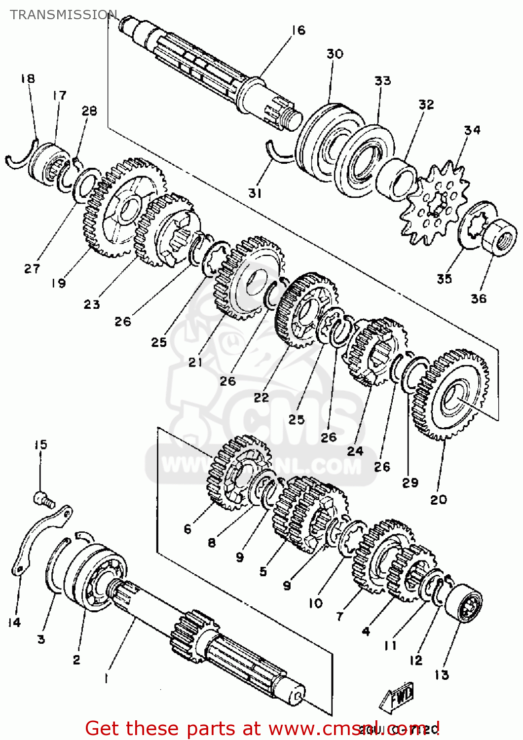 Yamaha YFZ350A BANSHEE 1990 TRANSMISSION buy original TRANSMISSION