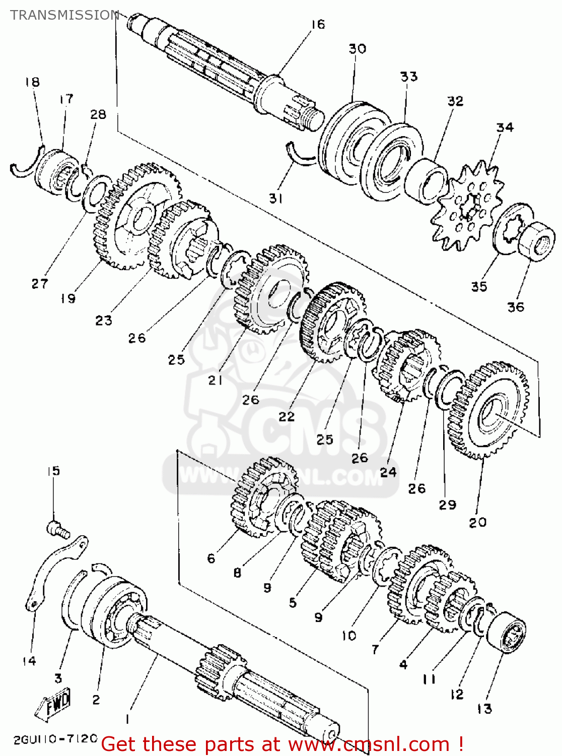 Yamaha YFZ350D BANSHEE 1992 TRANSMISSION buy original TRANSMISSION