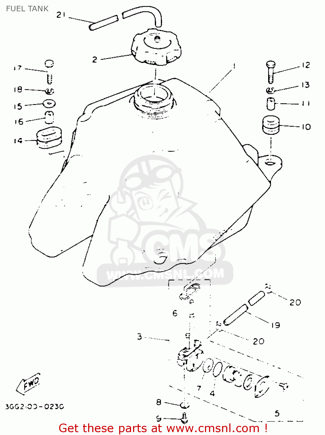 Yamaha YFZ350E BANSHEE 1993 FUEL TANK buy original FUEL TANK spares