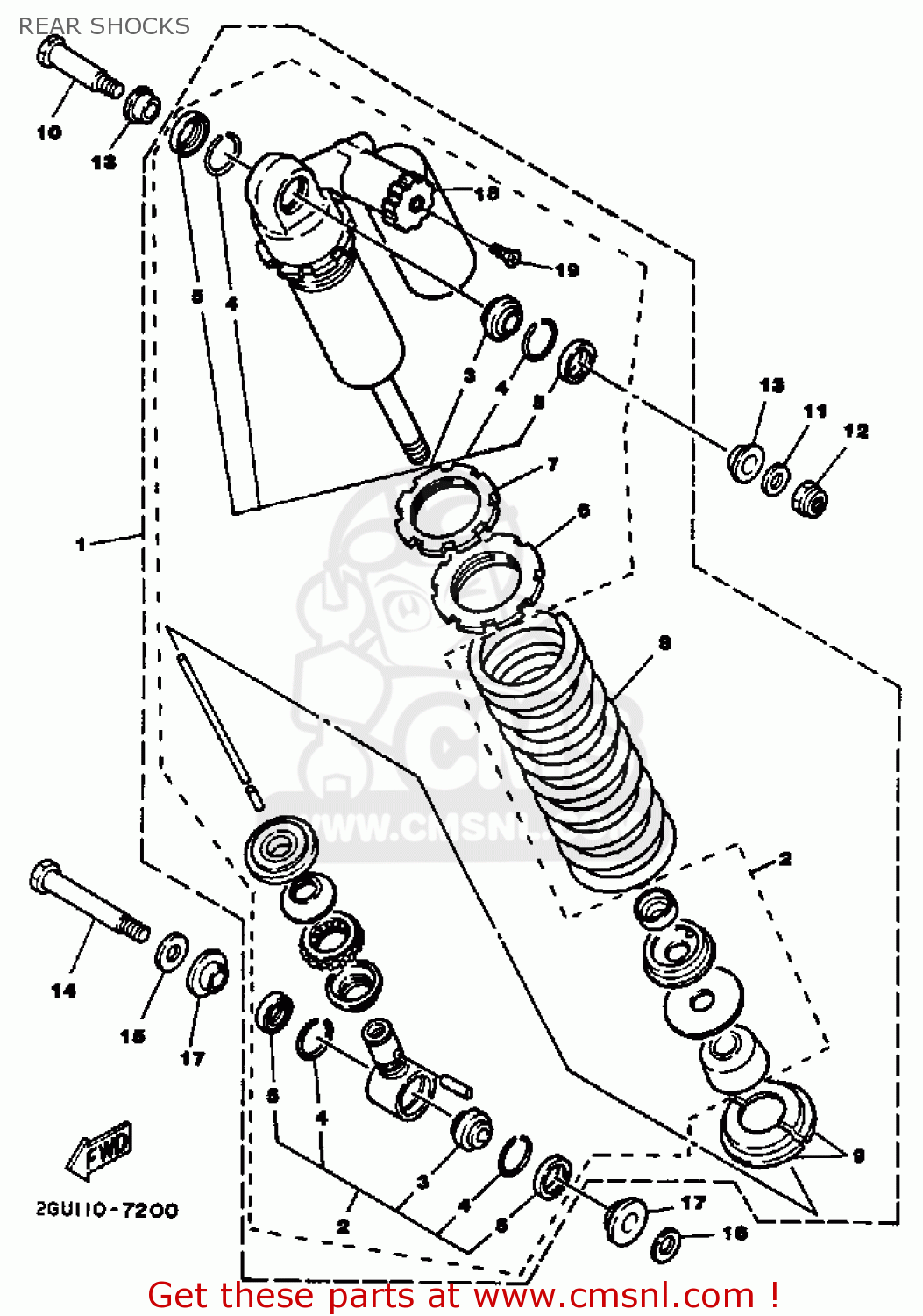 Yamaha YFZ350T 1987 BANSHEE REAR SHOCKS buy original REAR SHOCKS