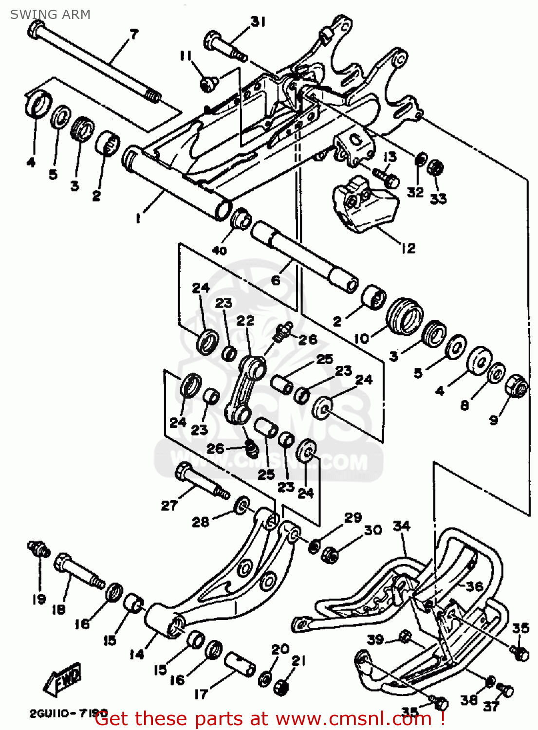 Yamaha YFZ350T 1987 BANSHEE SWING ARM buy original SWING ARM spares
