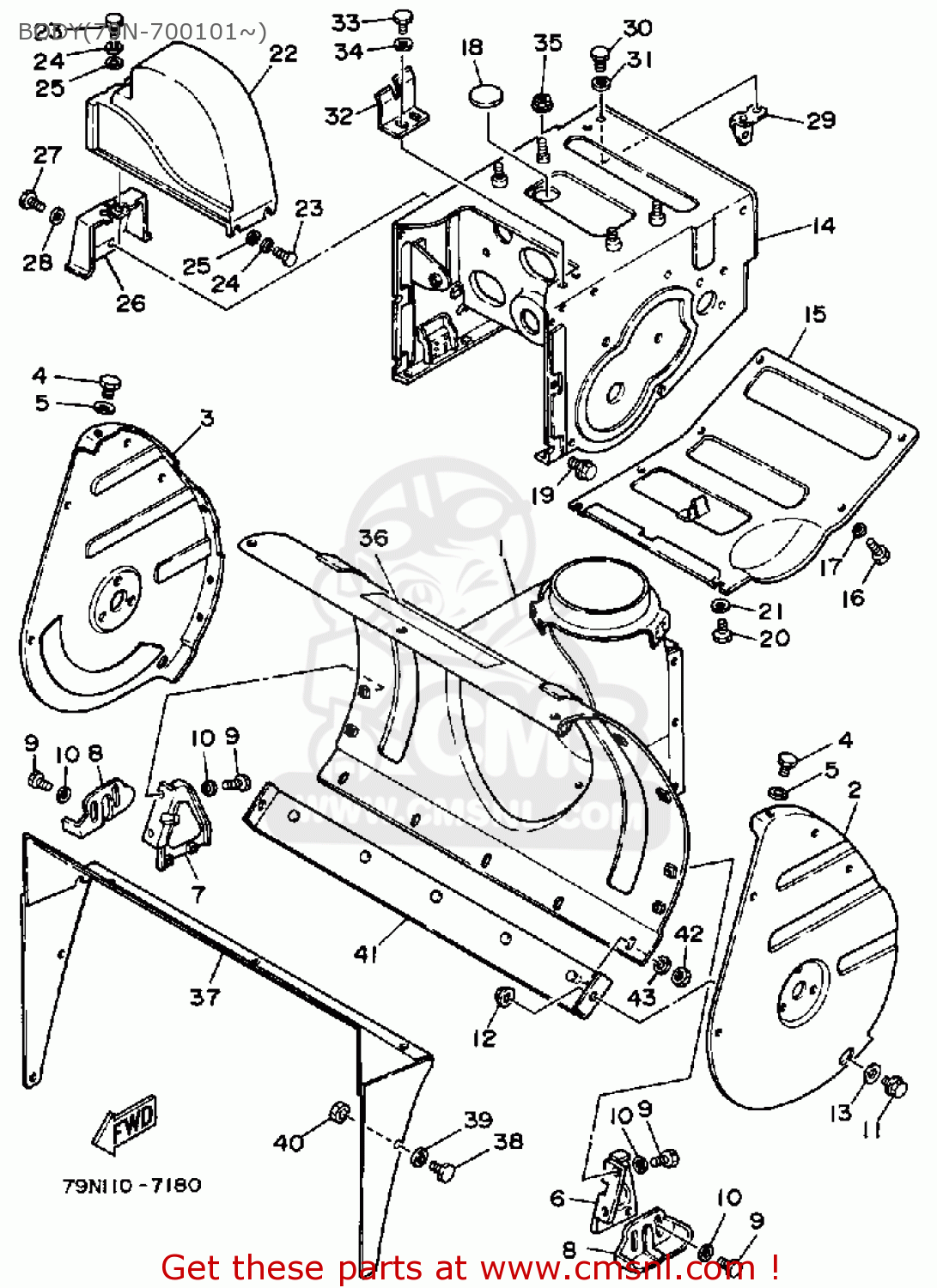 Yamaha YS624T SNOW THROWER 1988 BODY(79N700101) buy original BODY
