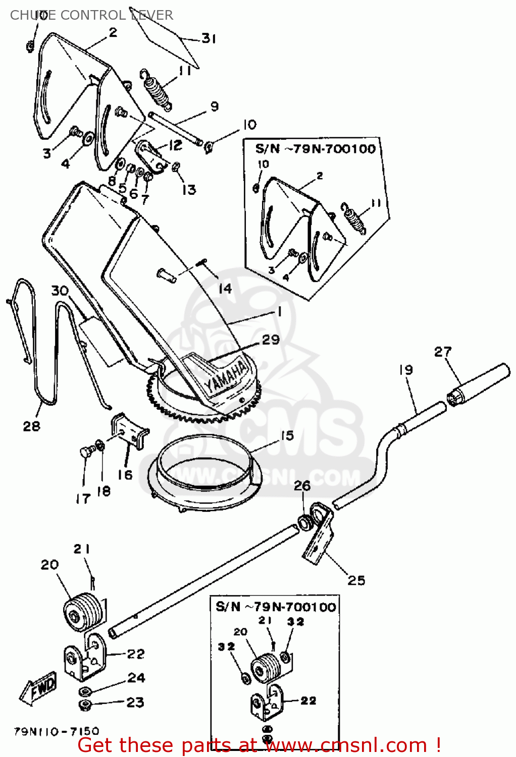 Yamaha YS624T SNOW THROWER 1988 CHUTE CONTROL LEVER buy original