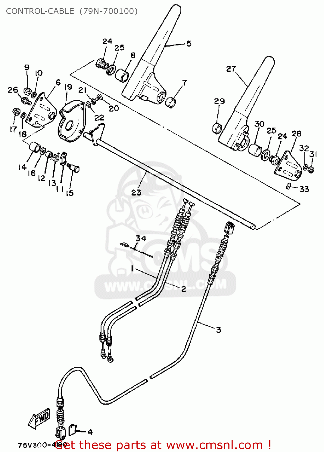 Yamaha YS624T SNOW THROWER 1988 CONTROLCABLE (79N700100) buy