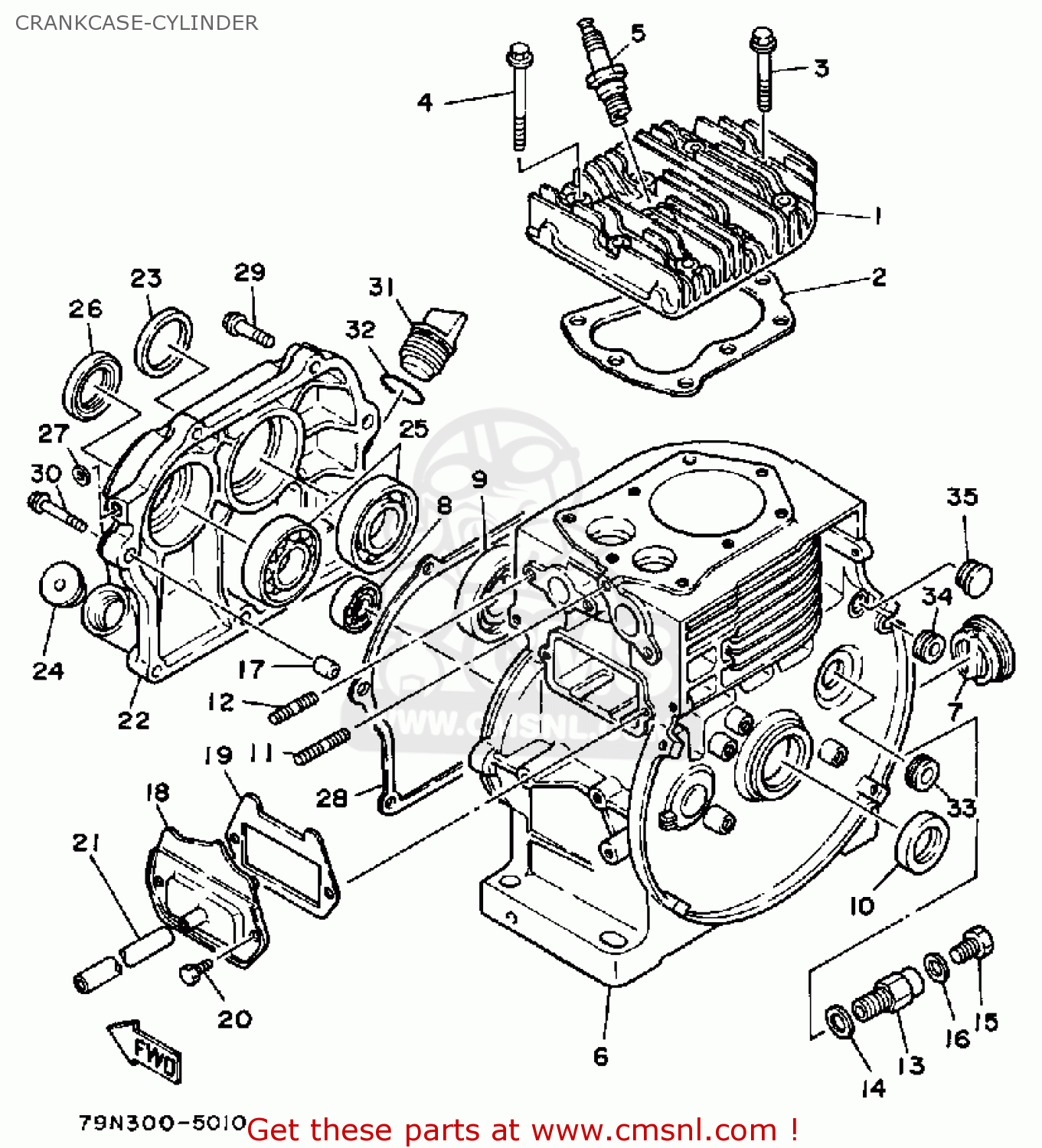 Yamaha Ys624t Snow Thrower 1988 Crankcase-cylinder - schematic partsfiche