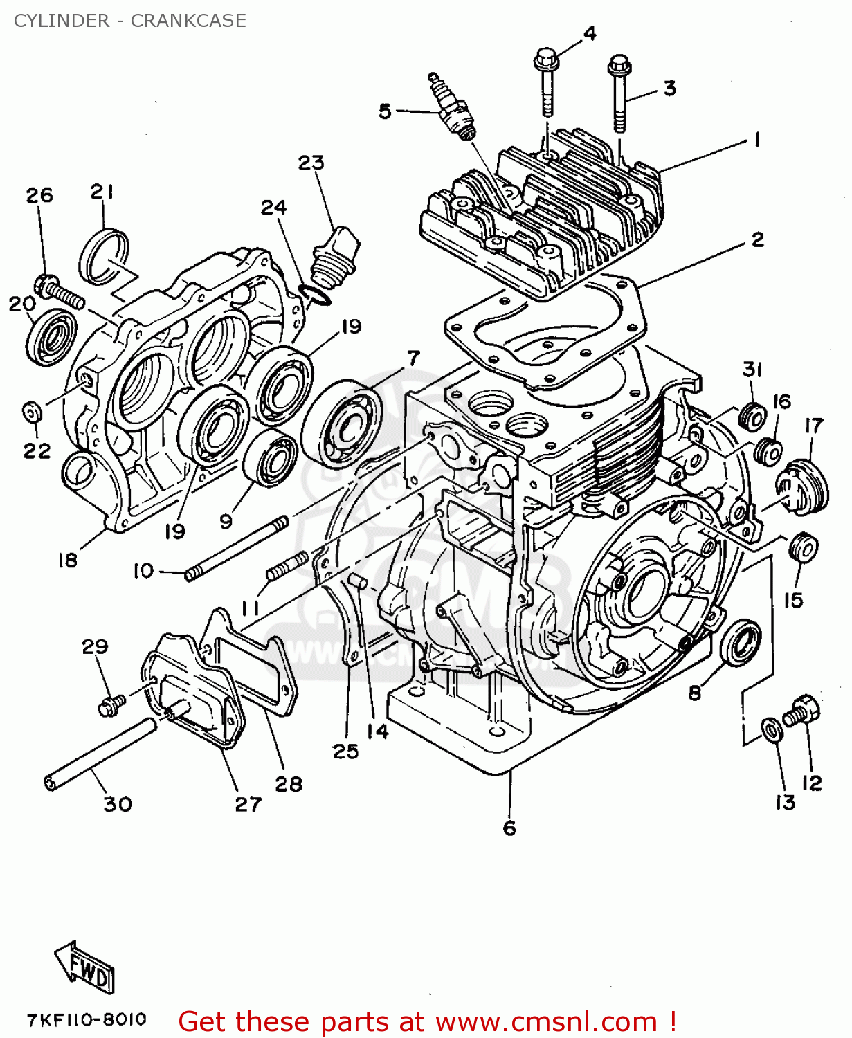 Yamaha YS828TEC 1994 CYLINDER CRANKCASE buy original CYLINDER