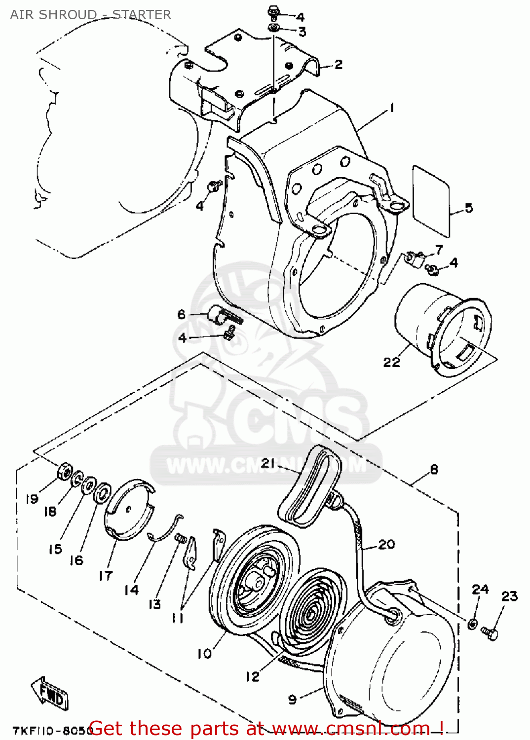 Yamaha YS828TM SNOW BLOWER 1988 AIR SHROUD STARTER buy original AIR
