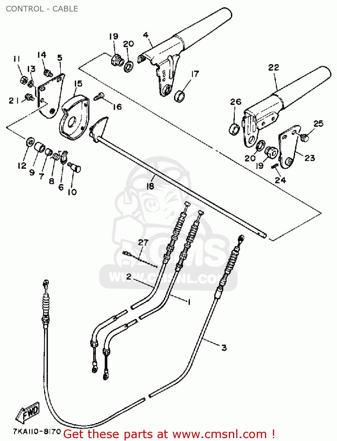 Yamaha YS828TM SNOW BLOWER 1988 CONTROL - CABLE - buy original CONTROL -  CABLE spares online