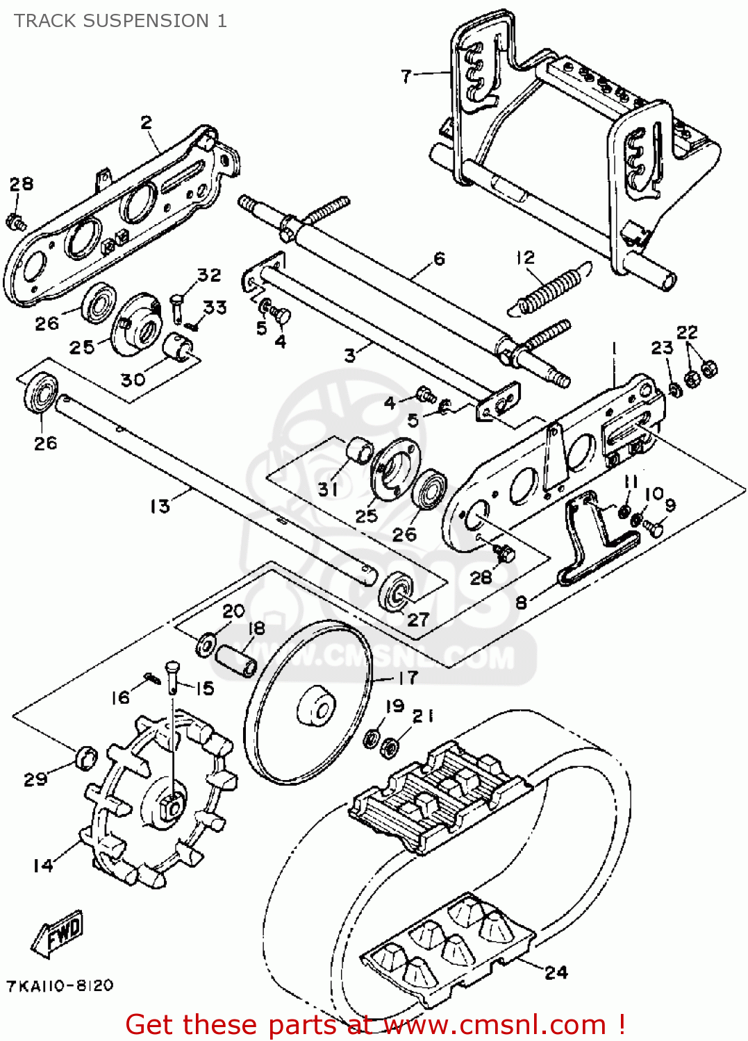 Yamaha Ys828tm Snow Blower 1988 Track Suspension 1 schematic partsfiche