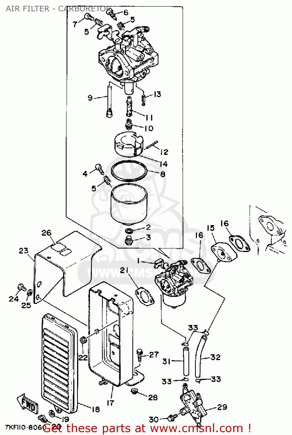 Yamaha YS828WM SNOW BLOWER 1988 AIR FILTER CARBURETOR buy original