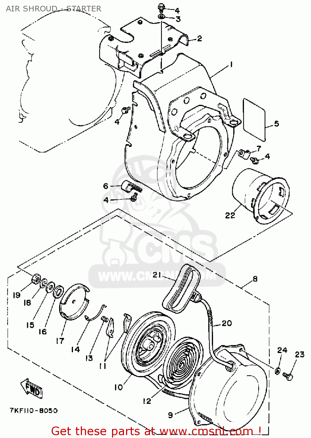 Yamaha YS828WM SNOW BLOWER 1988 AIR SHROUD STARTER buy original AIR