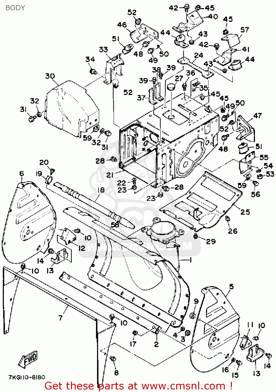 Yamaha YS828WM SNOW BLOWER 1988 BODY buy original BODY spares online
