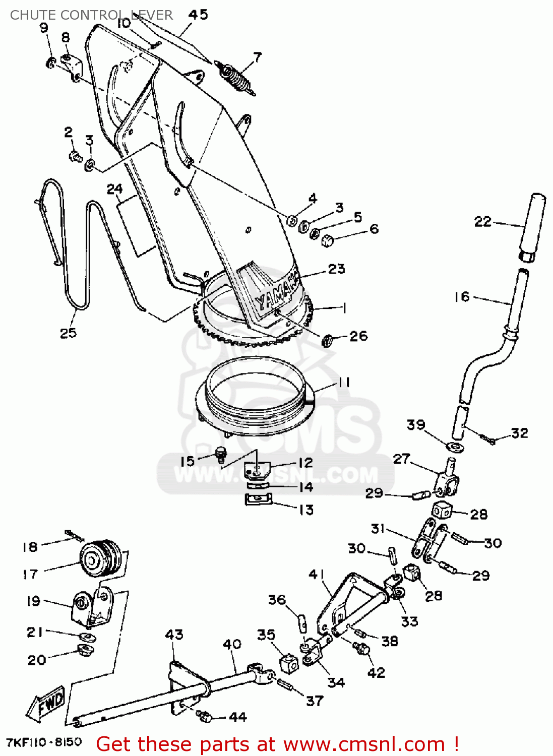 Yamaha YS828WM SNOW BLOWER 1988 CHUTE CONTROL LEVER buy original