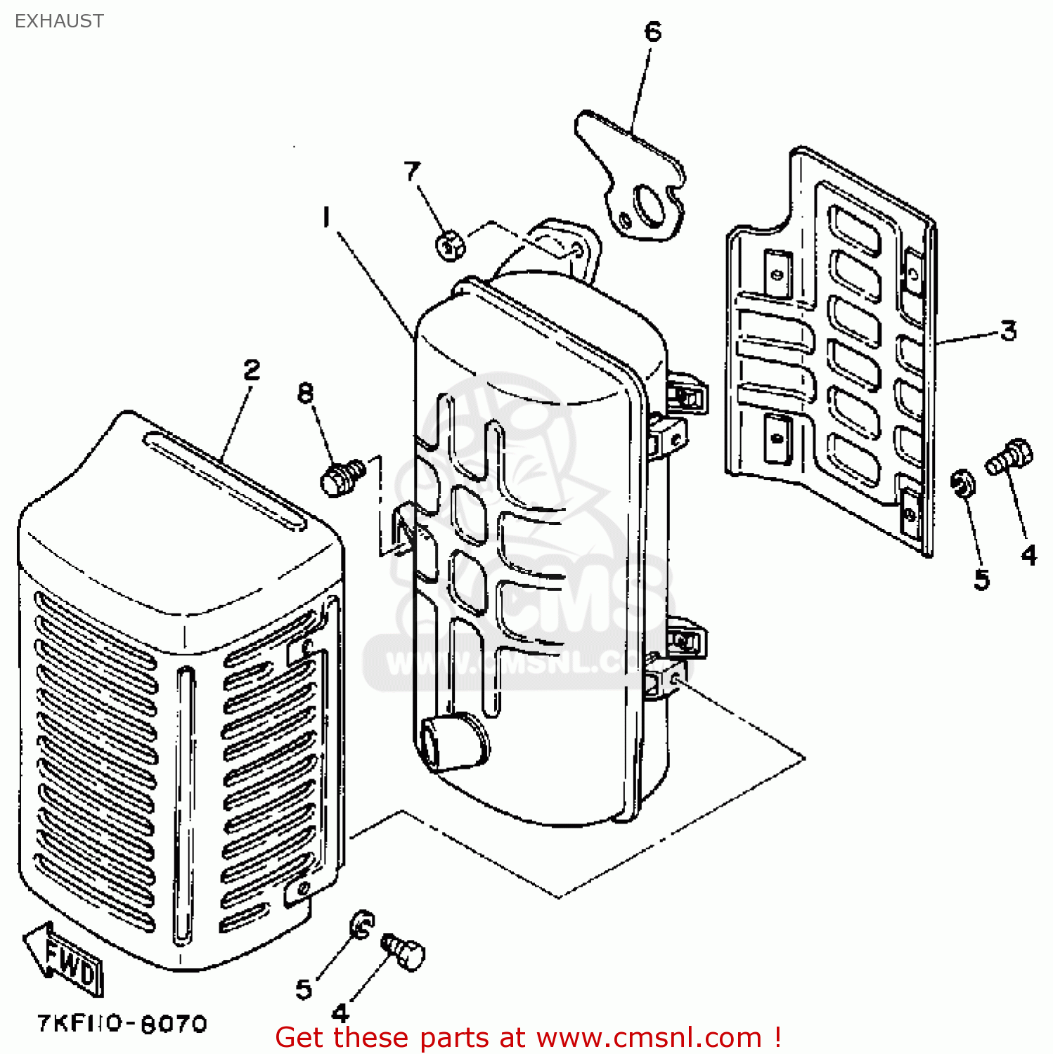 Yamaha YS828WM SNOW BLOWER 1988 EXHAUST buy original EXHAUST spares