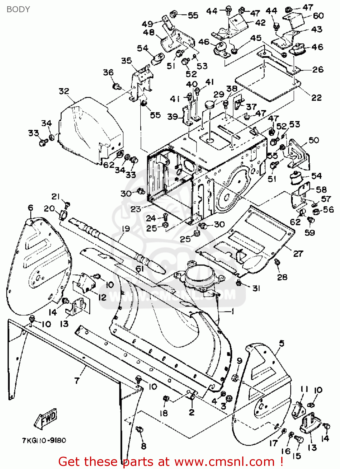Yamaha YS828WN YS828WEN SNOW BLOWER 1989 BODY buy original BODY