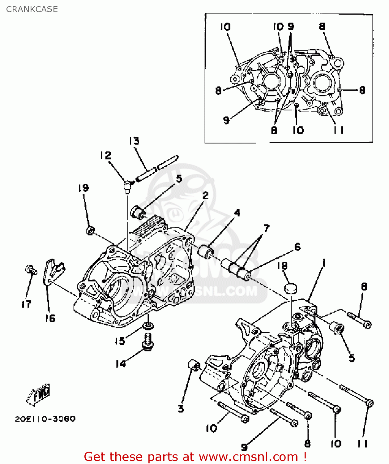 Yamaha YT175K 1983 CRANKCASE - buy original CRANKCASE spares online