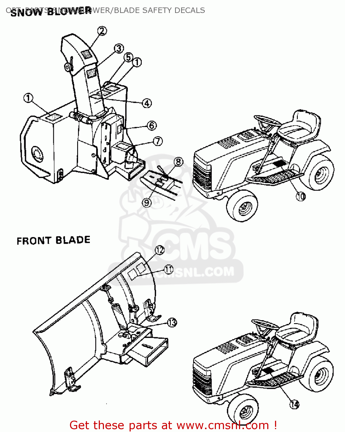 Yamaha YT3600P FRONT ENGINE LAWN TRACTOR 1990 OPT. PARTS SNOWBLOWER