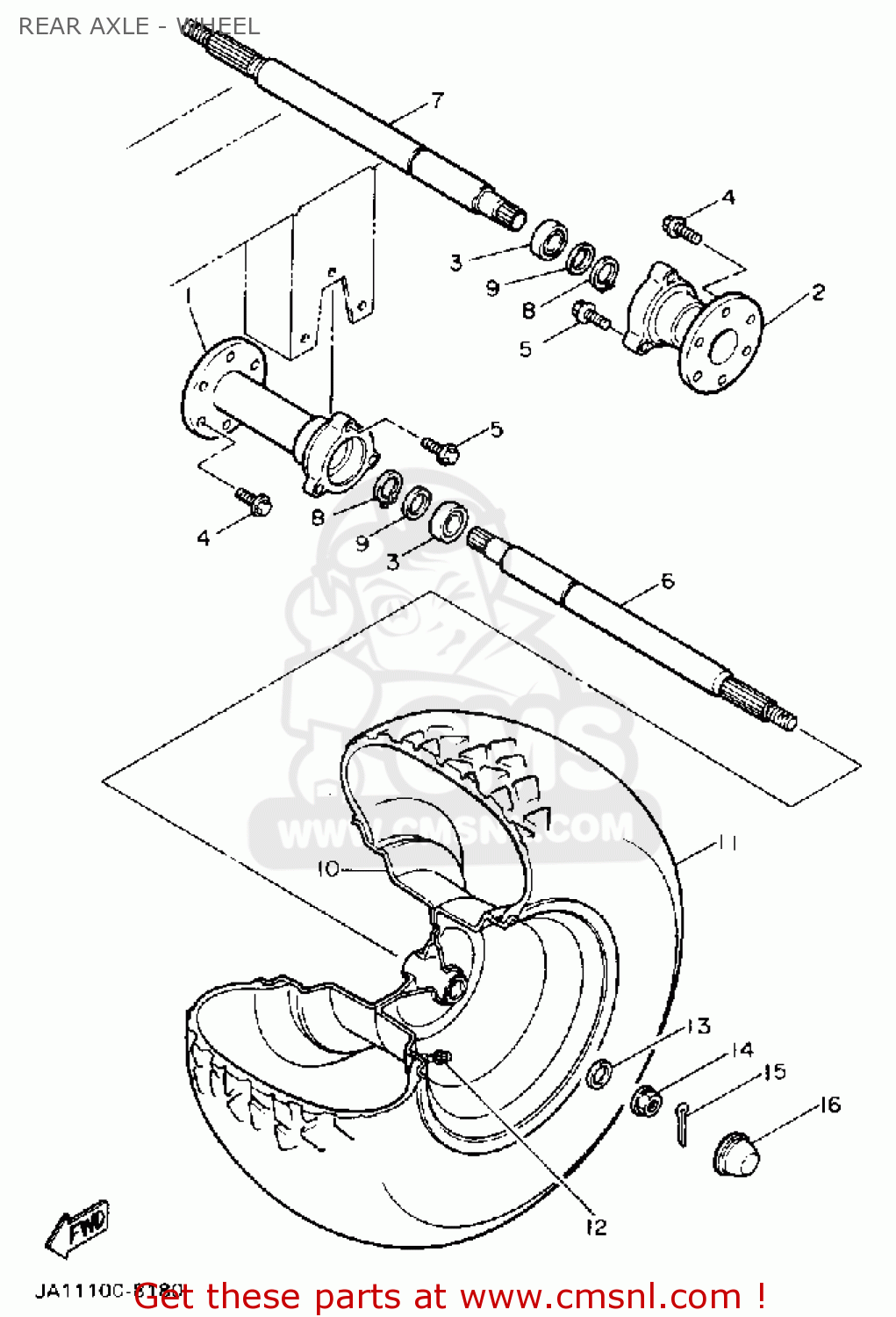 Yamaha YT3600P FRONT ENGINE LAWN TRACTOR 1990 REAR AXLE - WHEEL - buy ...