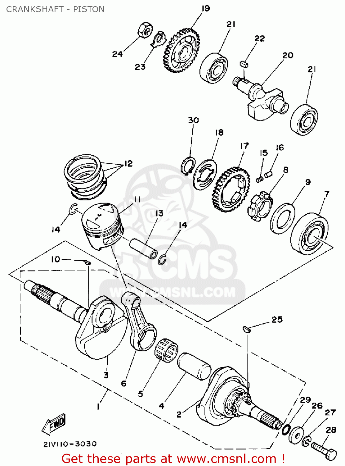 Yamaha YTM200K TRI-MOTO 1983 CRANKSHAFT - PISTON - buy original ...