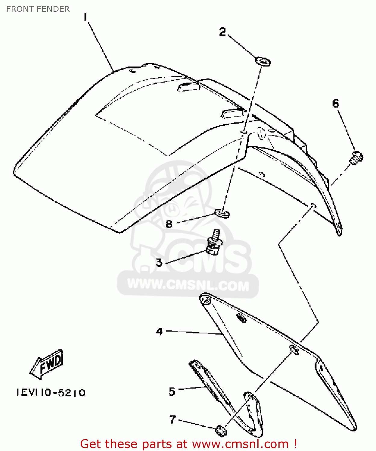 Yamaha YTM225DRN TRI-MOTO 1985 FRONT FENDER - buy original FRONT FENDER ...