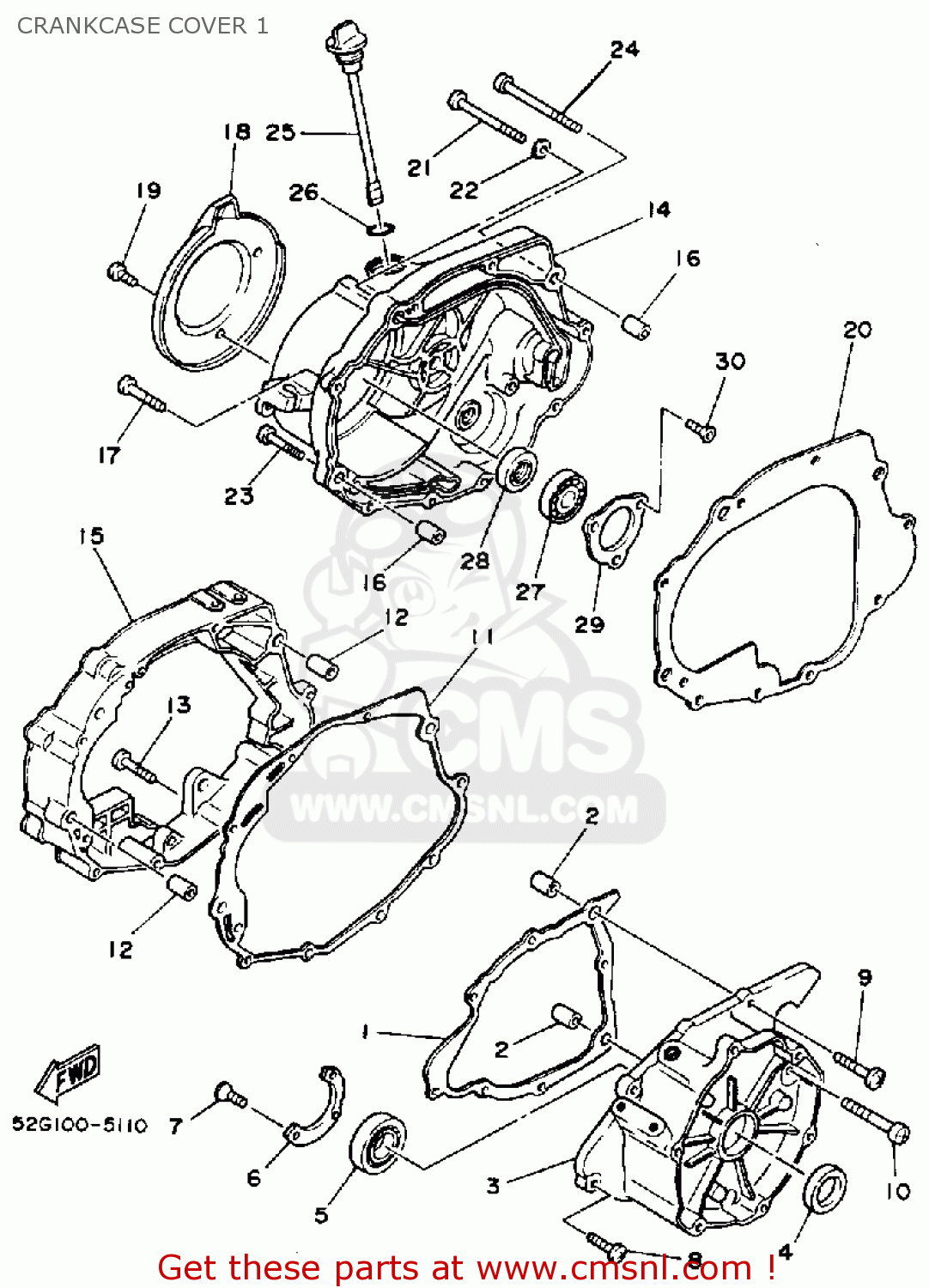 Yamaha YTM225DRS 1986 CRANKCASE COVER 1 - buy original CRANKCASE COVER ...