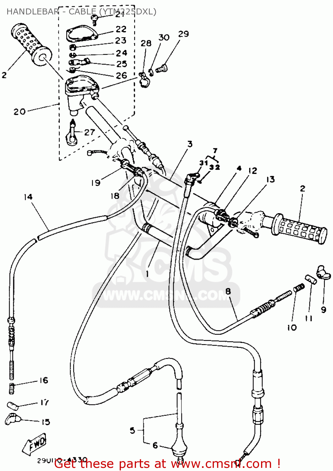 Yamaha YTM225DXL 1984 HANDLEBAR - CABLE (YTM225DXL) - buy original ...