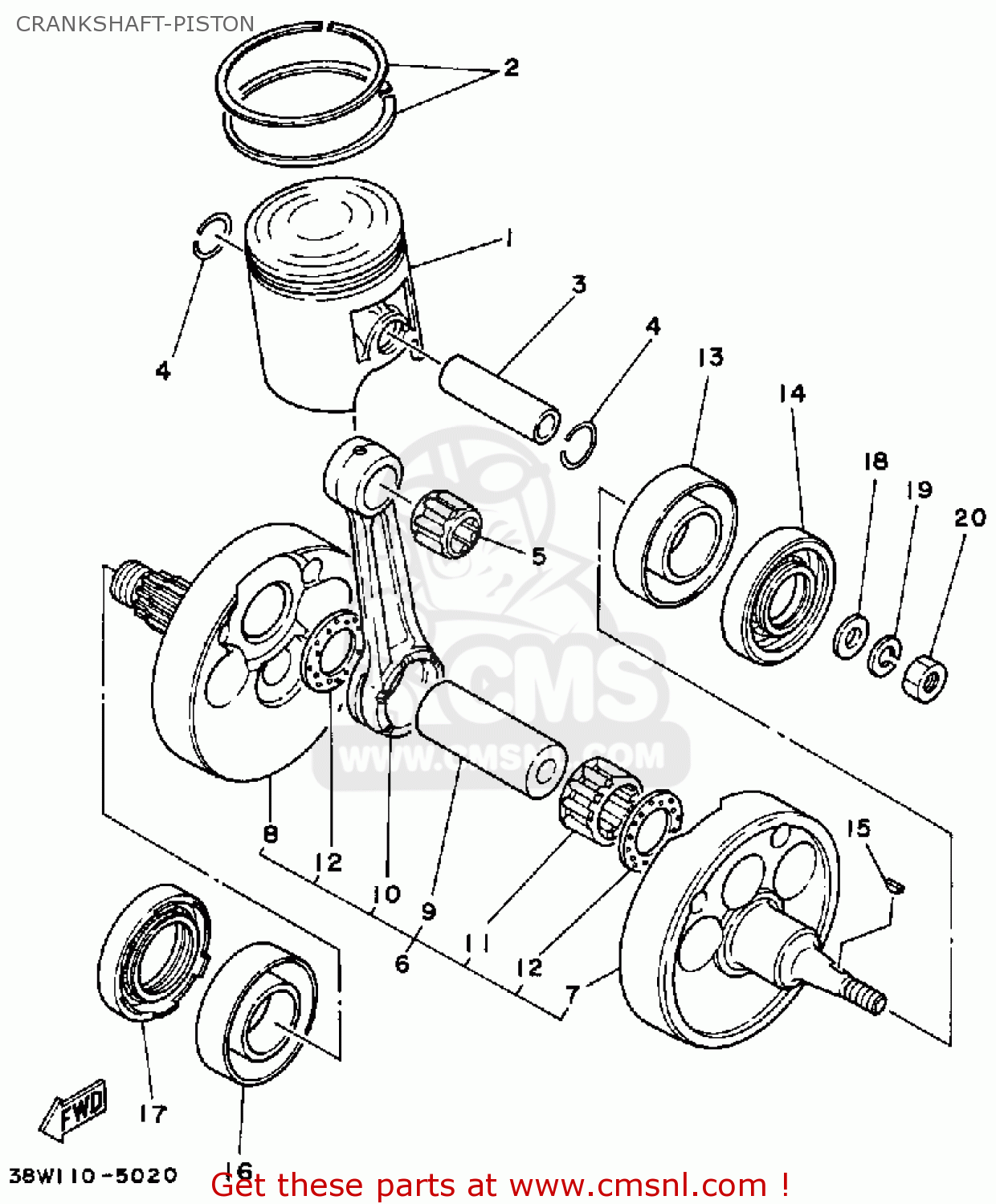 Yamaha YTZ250N 1985 CRANKSHAFT-PISTON - buy original CRANKSHAFT-PISTON ...