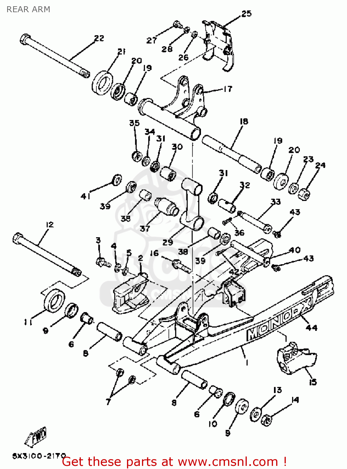 Yamaha YZ100 1982 (C) USA REAR ARM - buy original REAR ARM spares online