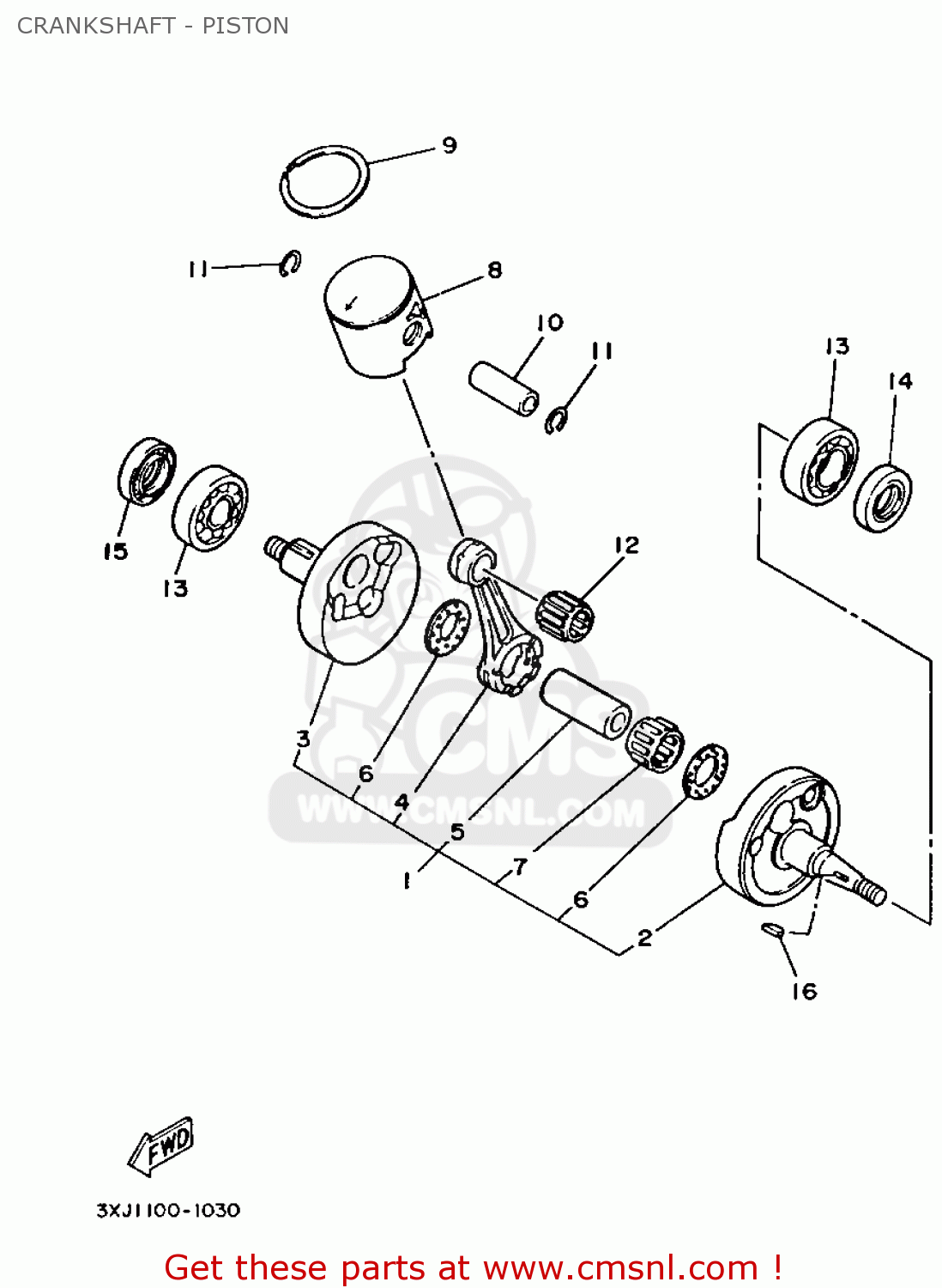 Yamaha YZ125-1 1993 (P) USA CRANKSHAFT - PISTON - Buy Original ...