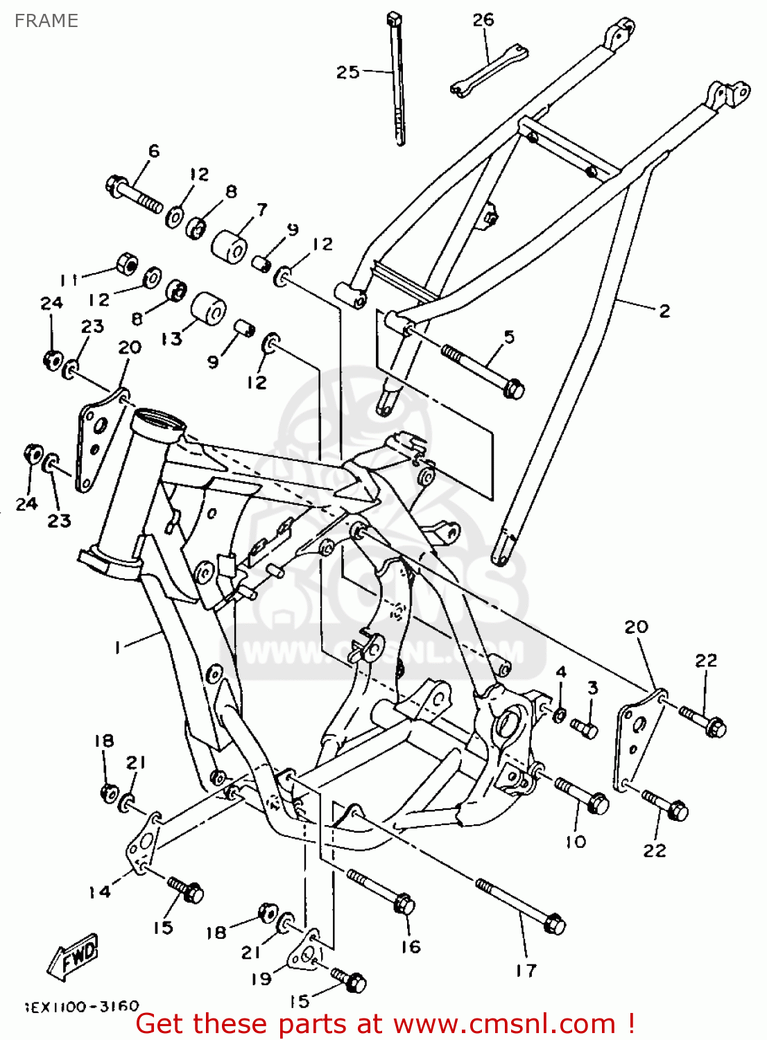 Yamaha YZ125-1 1993 (P) USA FRAME - buy original FRAME spares online