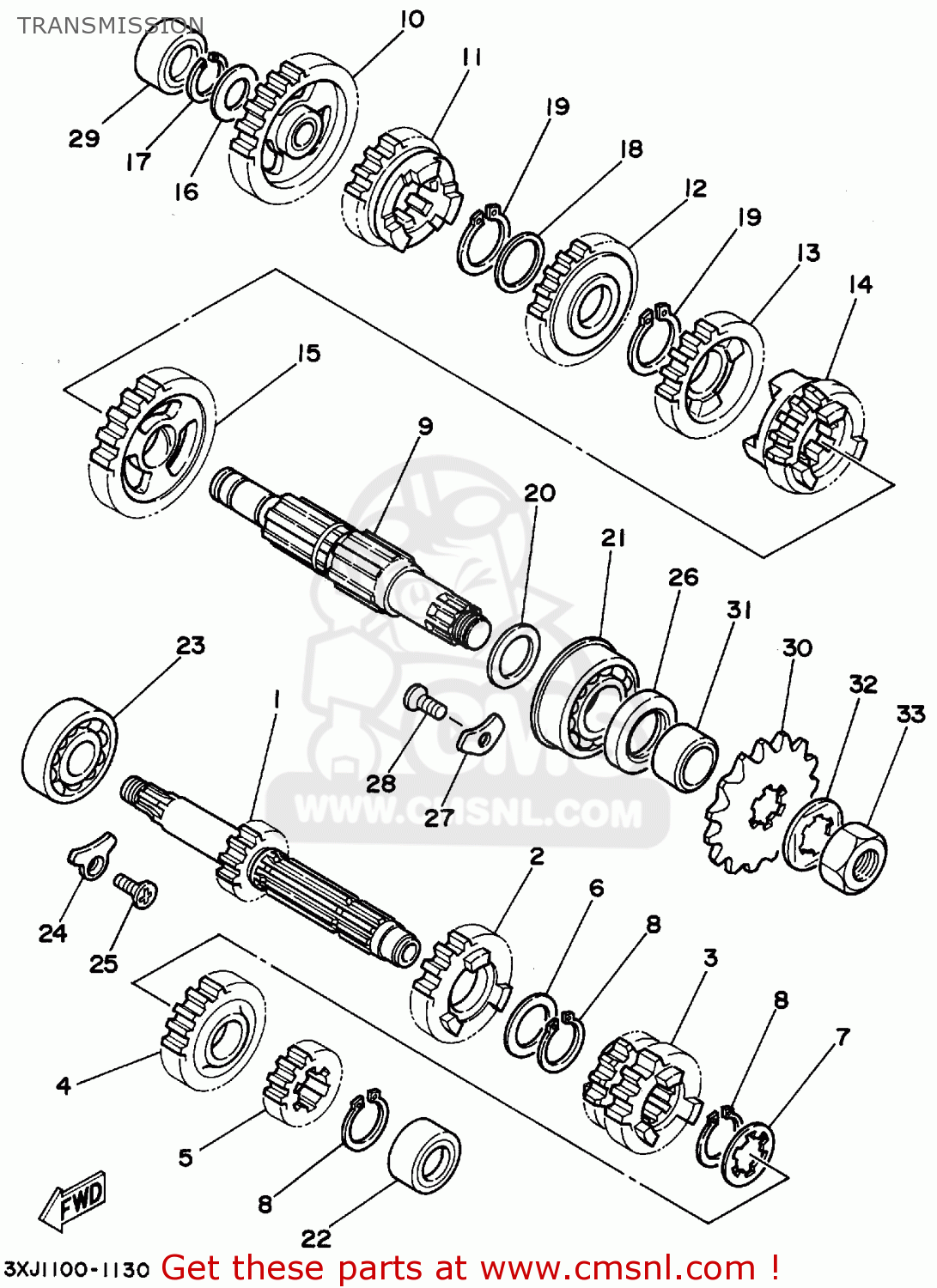 Yamaha YZ1251 1994 (R) USA TRANSMISSION buy original TRANSMISSION