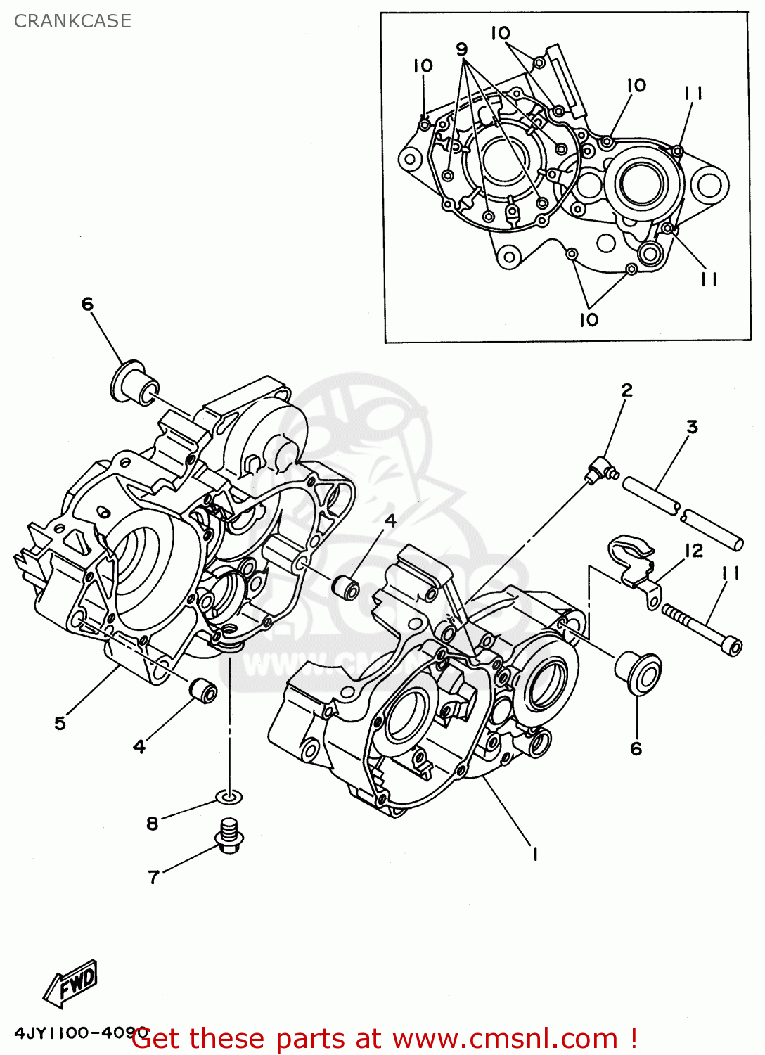 Yamaha YZ125-1 1996 (T) USA CRANKCASE - buy original CRANKCASE spares ...