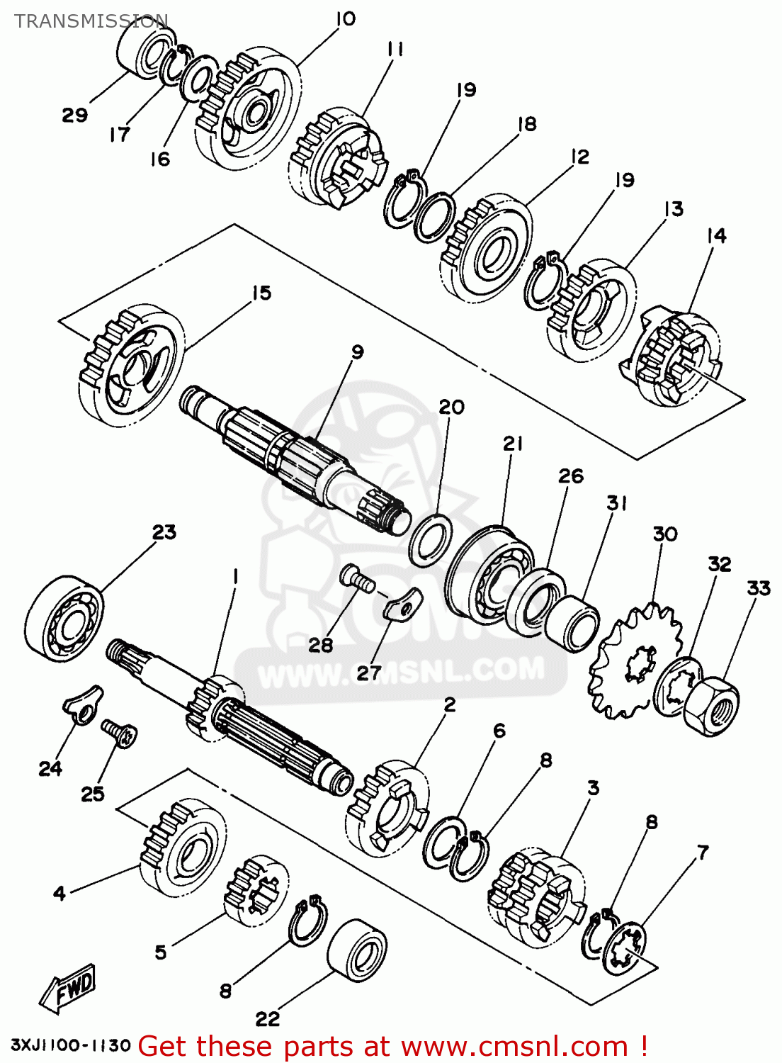 Yamaha YZ1251 1997 (V) USA TRANSMISSION buy original TRANSMISSION