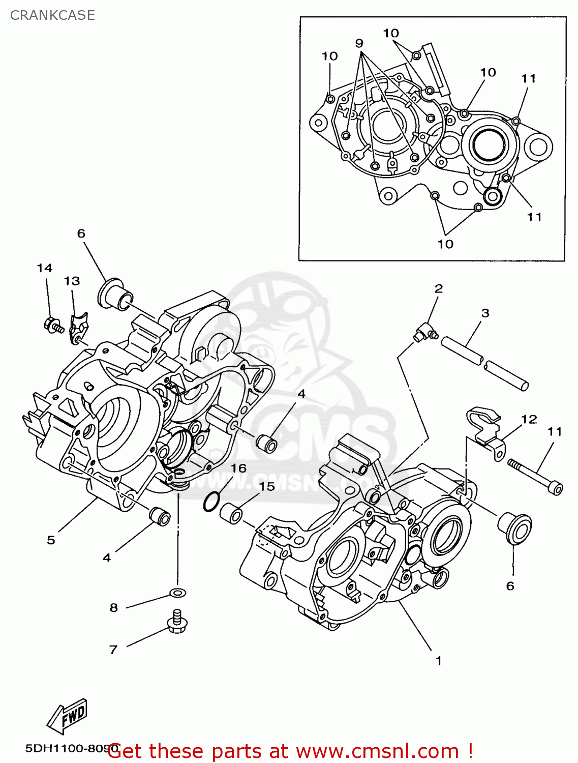 Yamaha YZ125-1 1998 (W) USA CRANKCASE - buy original CRANKCASE spares ...