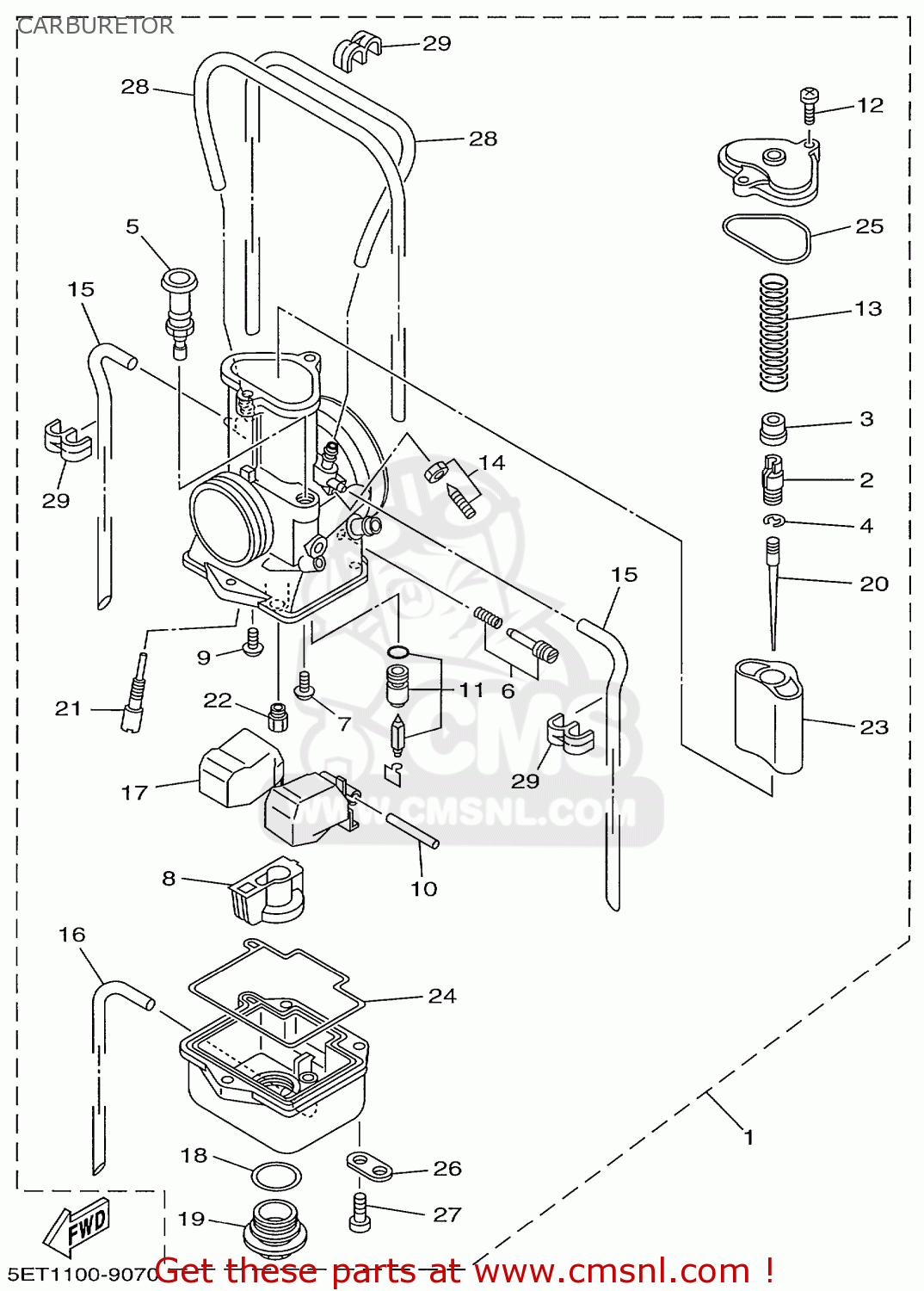 Yamaha YZ1251 1999 (X) USA CARBURETOR buy original CARBURETOR spares