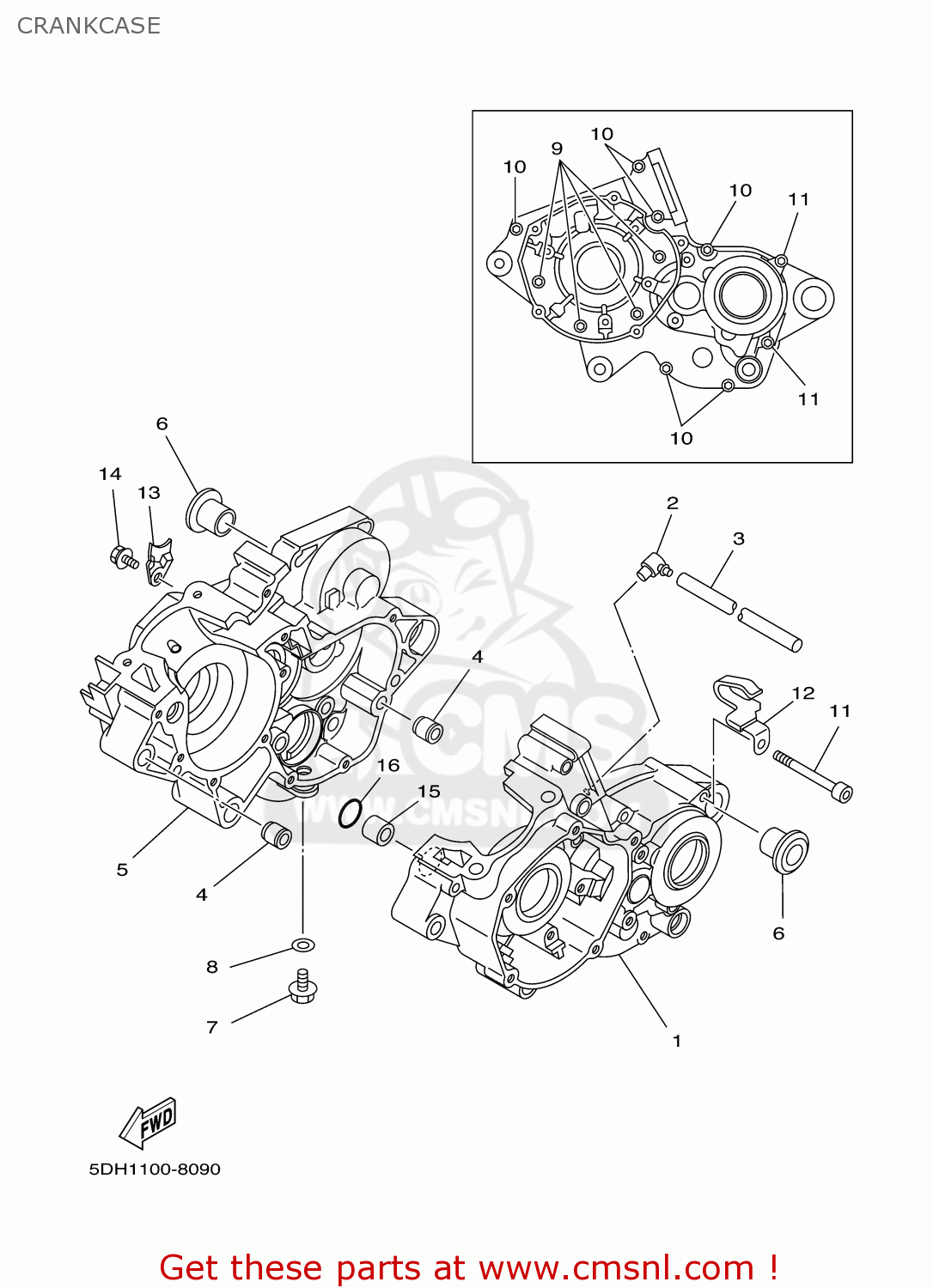 Yamaha YZ125-1 2001 (1) USA CRANKCASE - buy original CRANKCASE spares ...