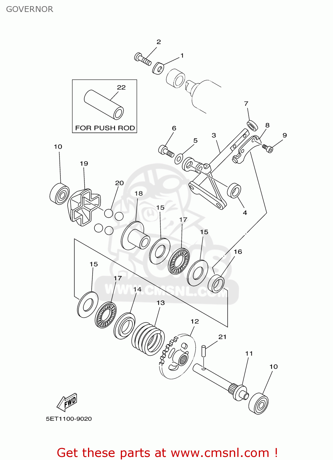 Yamaha YZ125-1 2001 (1) USA GOVERNOR - buy original GOVERNOR spares online