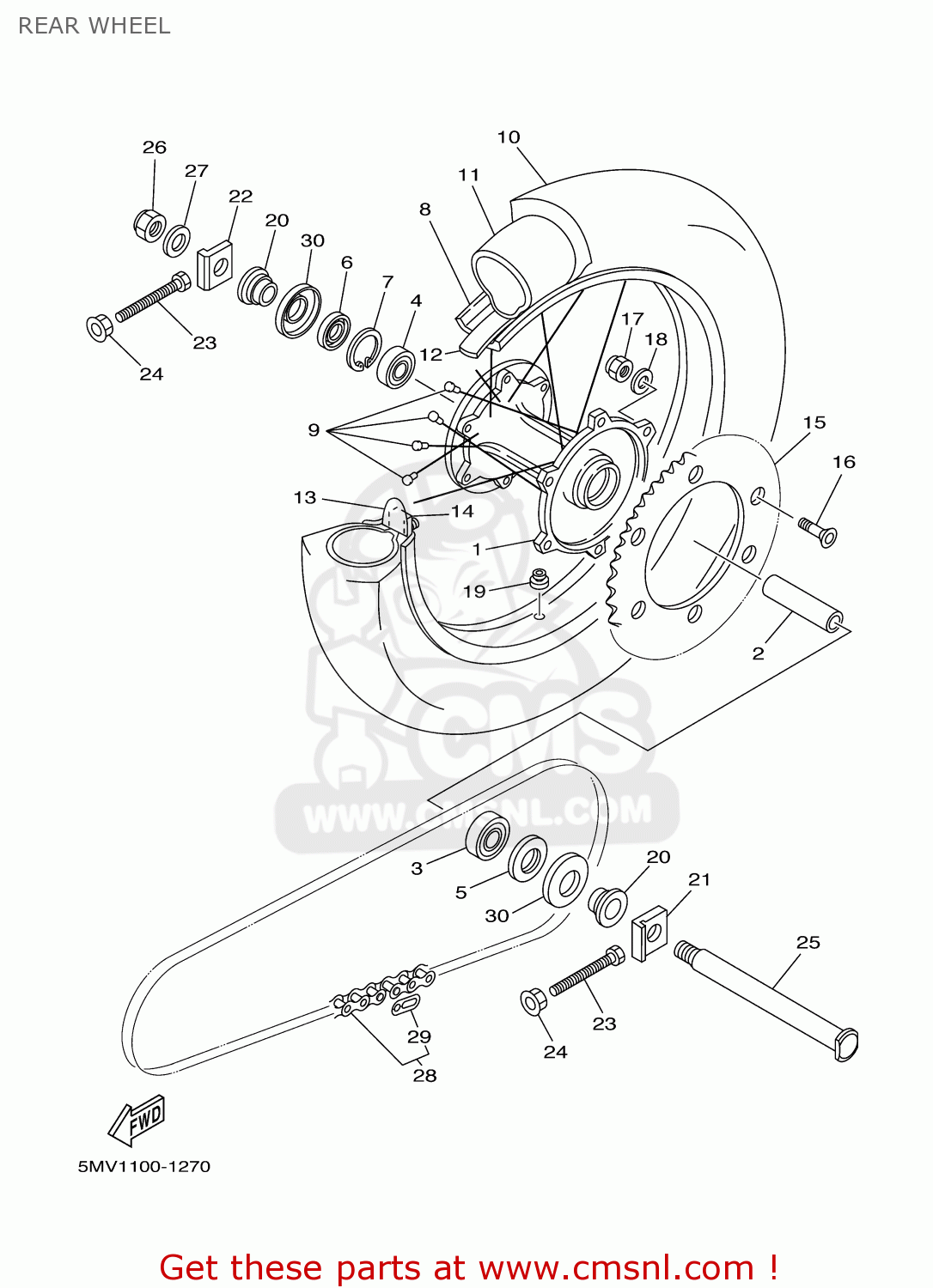 Yamaha YZ125-1 2001 (1) USA REAR WHEEL - buy original REAR WHEEL spares