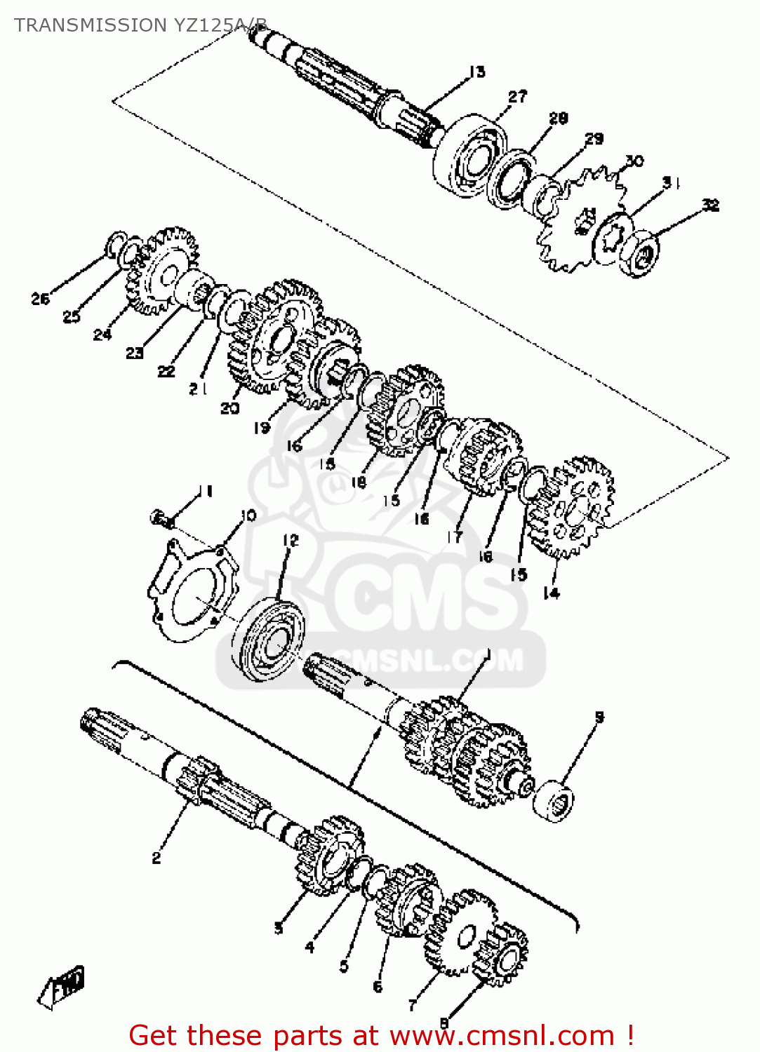 Yamaha YZ125 1975 USA TRANSMISSION YZ125A/B buy original TRANSMISSION